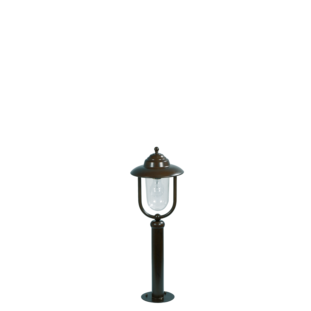 Außenleuchte Landhaus Messing Pollerleuchte H= 63cm, Fassung E27 - IP44, mit Schutzglas in klar oder satiniert