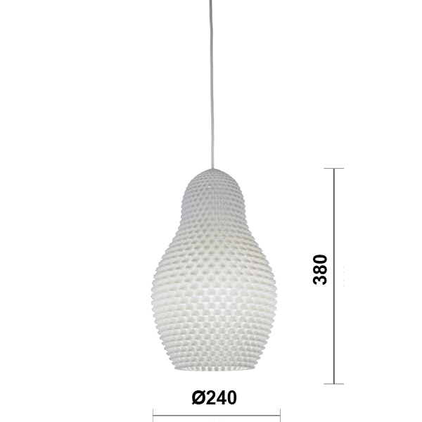 Moderne Pendelleuchte aus Biomaterial, gefertigt im 3D-Druckverfahren, weiß matt, 1-flammig E27 max. 15 Watt, Ø=24cm