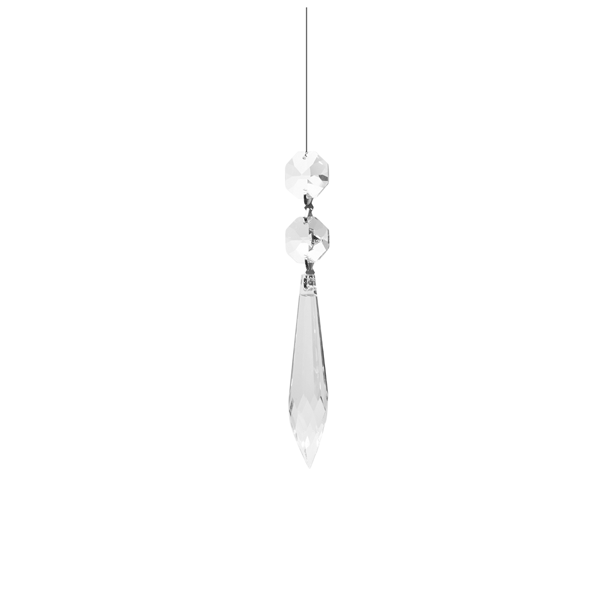Kristallbehang Zapfen 2 Stück als Paar verbunden mit Edelstahl Faden zum dekorieren  für Kronleuchter oder Balkenleuchten
