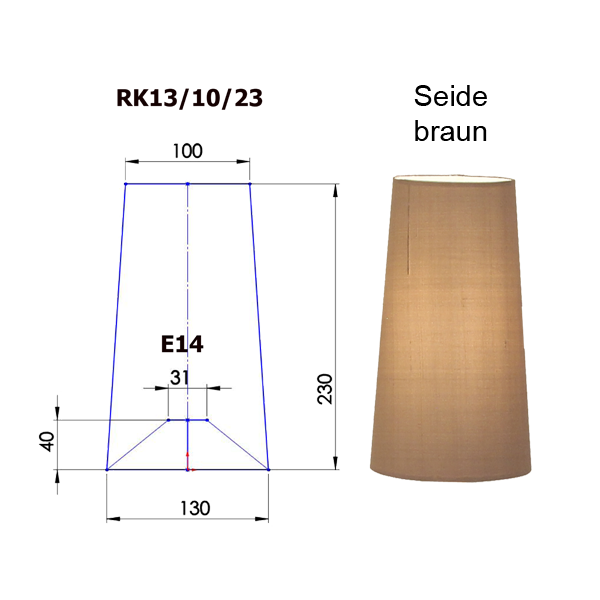 Lampenschirm konisch D=13cm Tischleuchten, Wandleuchten und Kronen E14 Seide Farbe nach Wahl
