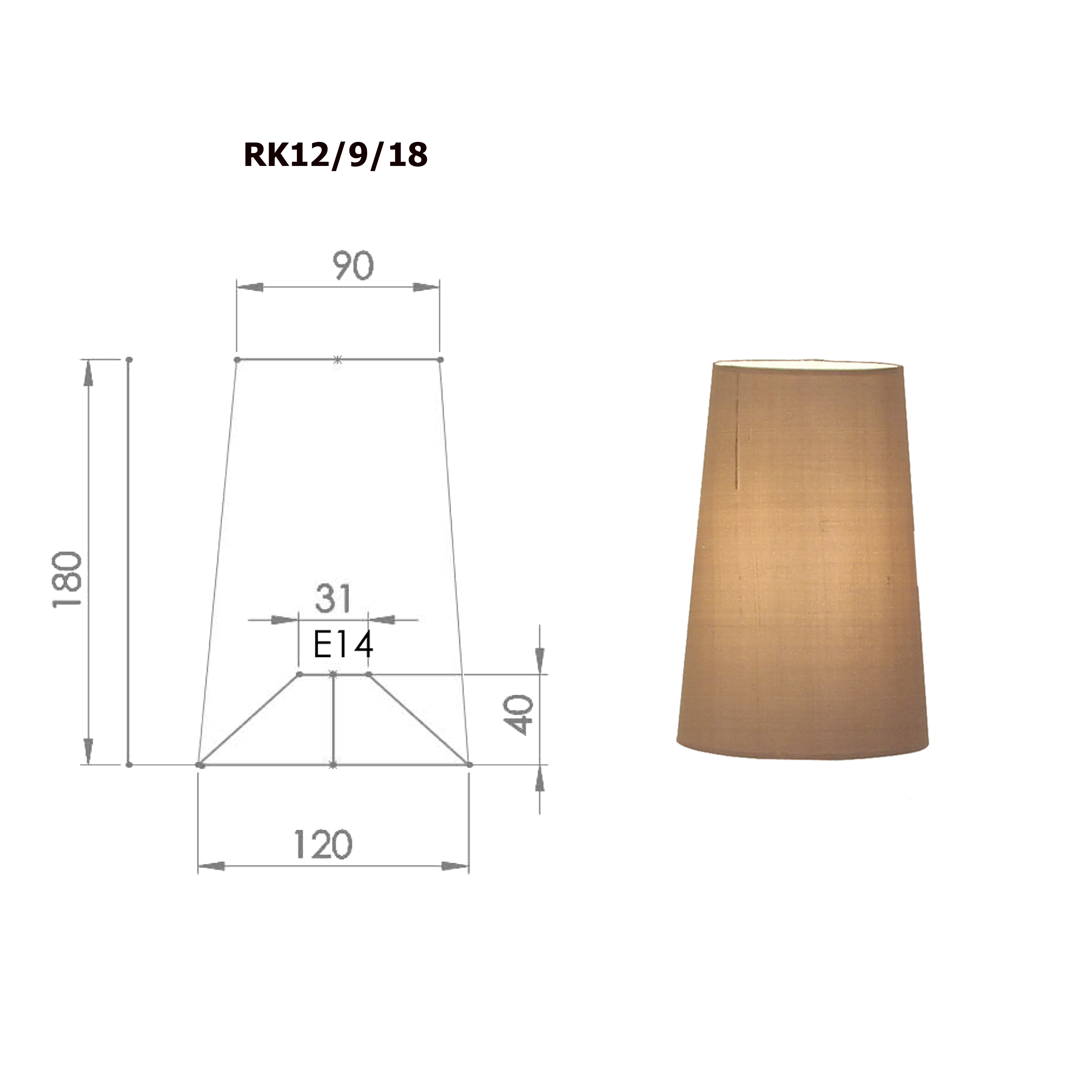 Lampenschirm konisch D=12cm Tischleuchte Wandlampe E14 Seide Farbe nach Wahl