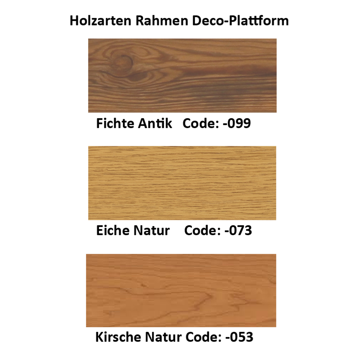Deco-Plattform Holzarten