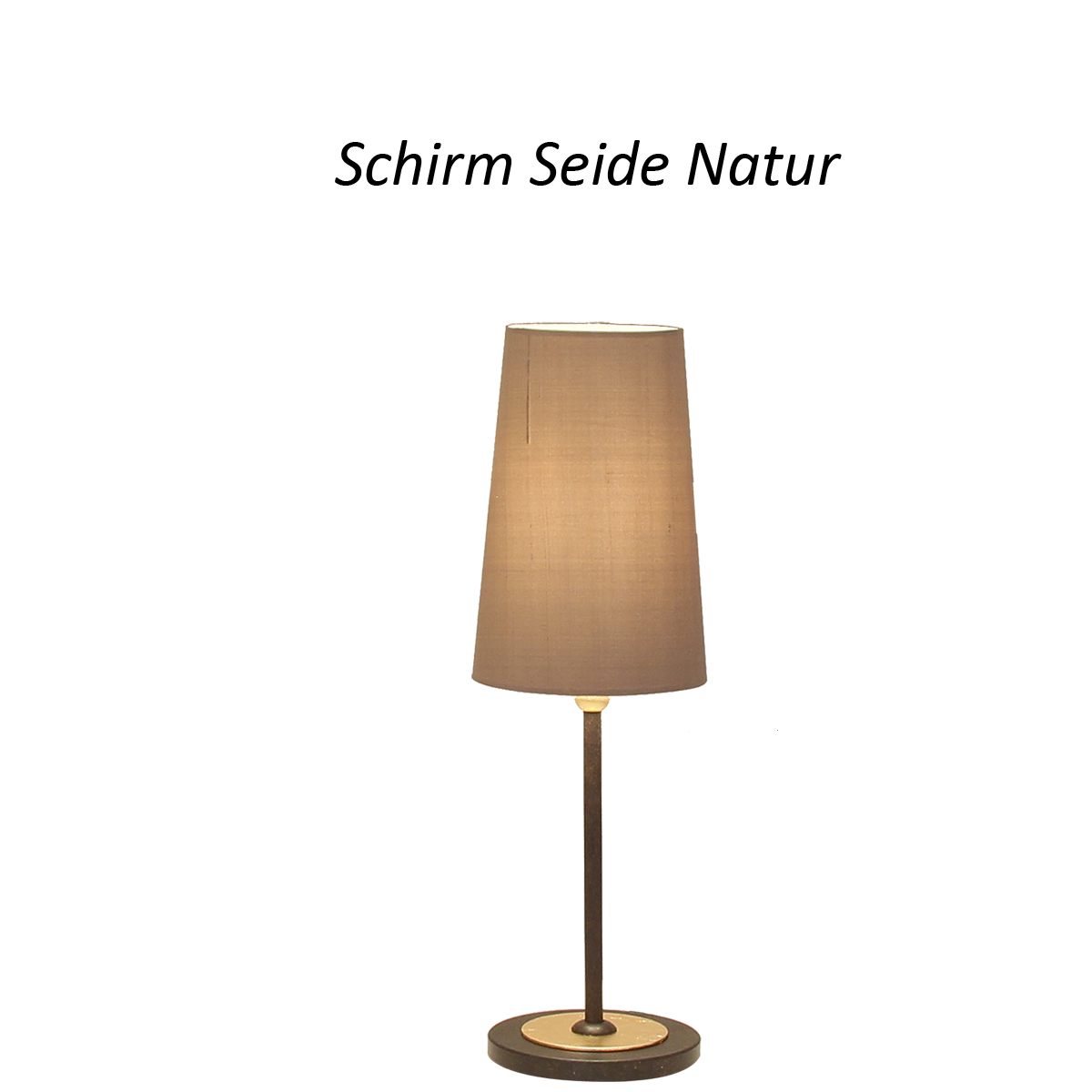 Flair klassische Tischlampe 25 mit schmalen Lampenschirm D=12cm in Seide Farbe nach Wahl