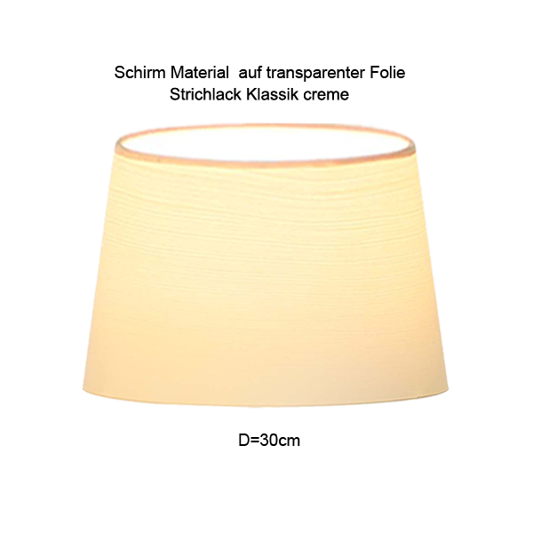 Lampenschirm konisch D=30/25cm 5cm erhöht, Tischleuchte Wandlampe E27 Strichlack Farbe nach Wahl