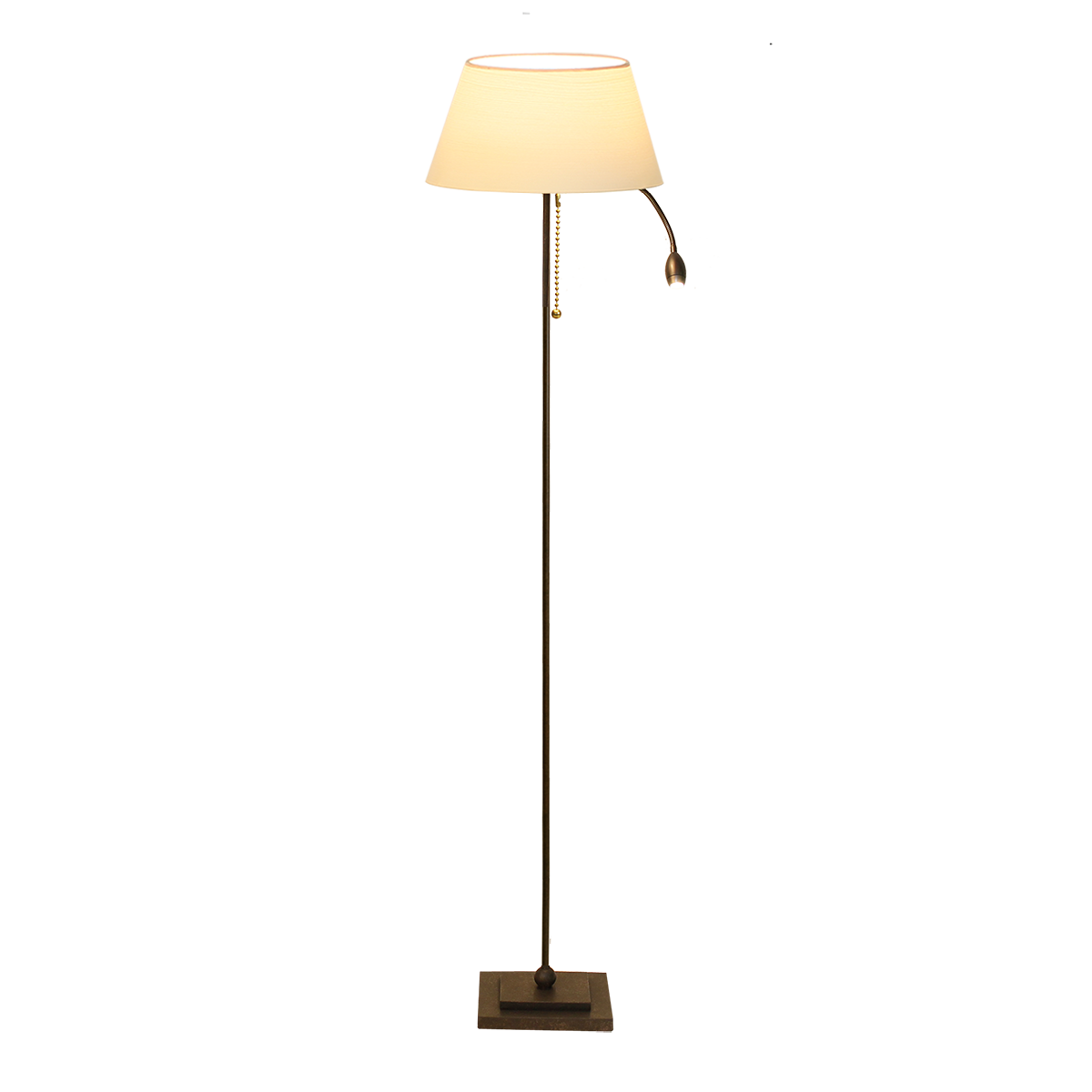 Living Standleuchte Eisen braun schwarz E27 mit LED Lesearm Flexarm mit Lampenschirm Chintz Farbe nach Wahl