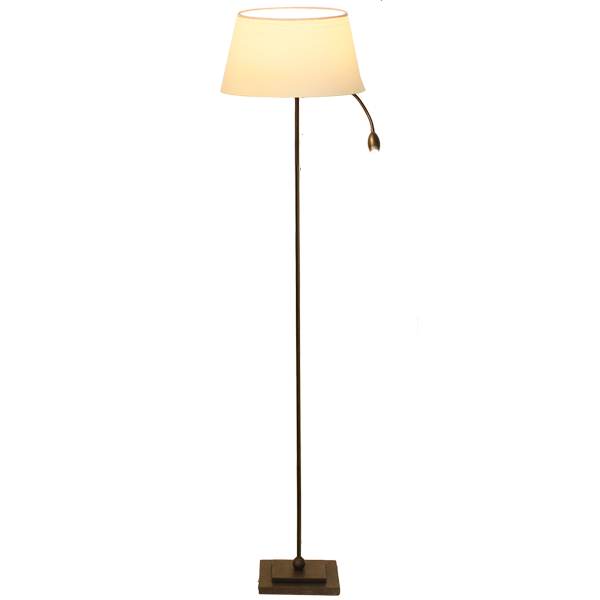 Living Standleuchte Eisen braun schwarz E27 mit LED Lesearm Flexarm mit Lampenschirm Strichlack Farbe nach Wahl